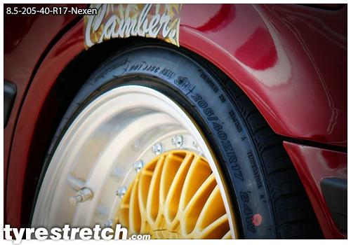 An example of tyre stretch: 205/40 R17 on 8.5J – NEXEN