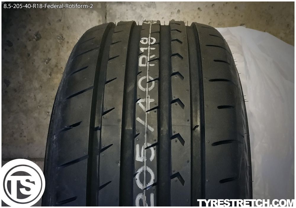 An example of tyre stretch: 205/40 R18 on 8.5J – FEDERAL (ROTIFORM)