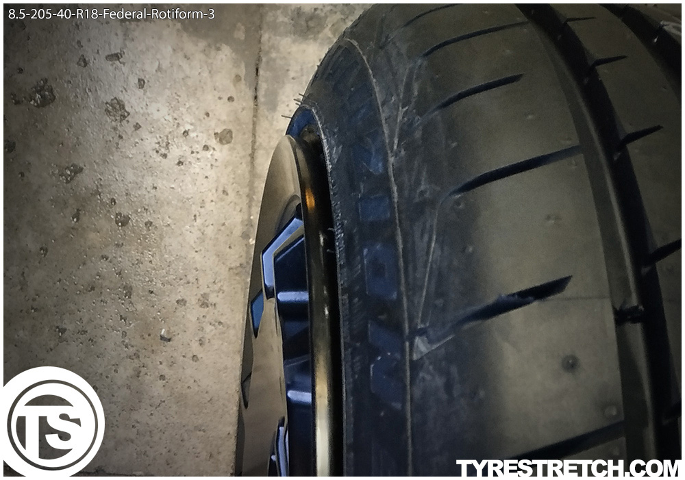 An example of tyre stretch: 205/40 R18 on 8.5J – FEDERAL (ROTIFORM)