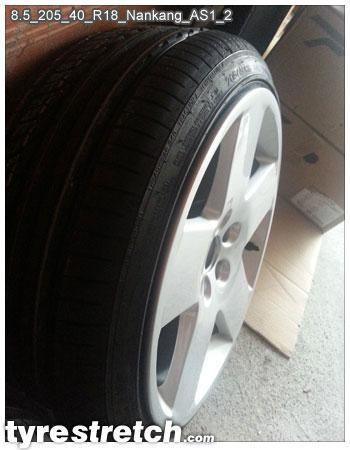 An example of tyre stretch: 205/40 R18 on 8.5J – NANKANG