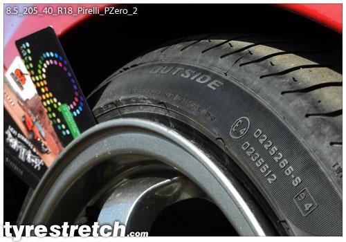 An example of tyre stretch: 205/40 R18 on 8.5J – PIRELLI