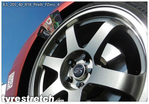 An example of tyre stretch: 205/40 R18 on 8.5J – PIRELLI