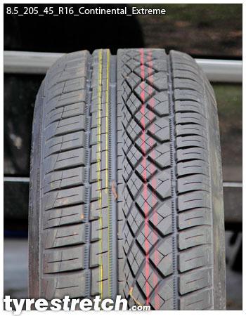 An example of tyre stretch: 205/45 R16 on 8.5J – CONTINENTAL