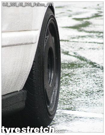 An example of tyre stretch: 205/45 R16 on 8.5J – FALKEN