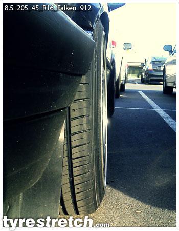 An example of tyre stretch: 205/45 R16 on 8.5J – FALKEN