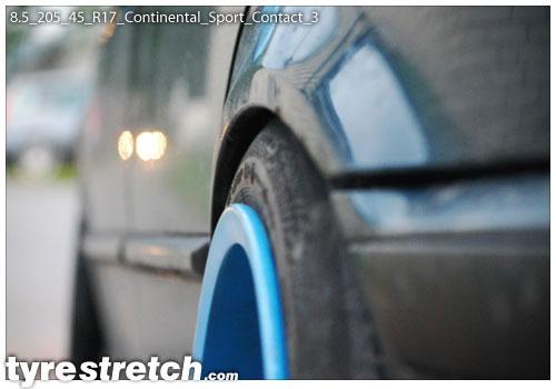An example of tyre stretch: 205/45 R17 on 8.5J – CONTINENTAL