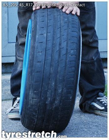 An example of tyre stretch: 205/45 R17 on 8.5J – CONTINENTAL