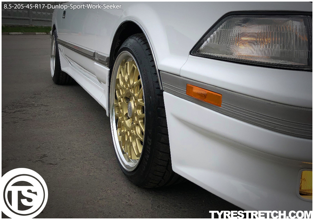 An example of tyre stretch: 205/45 R17 on 8.5J – DUNLOP (WORK)