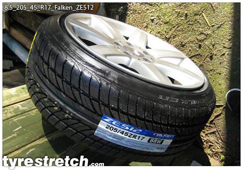 An example of tyre stretch: 205/45 R17 on 8.5J – FALKEN
