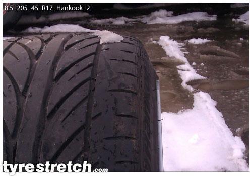 An example of tyre stretch: 205/45 R17 on 8.5J – HANKOOK