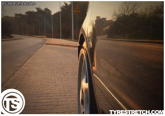 An example of tyre stretch: 205/45 R18 on 8.5J – ACCELERA