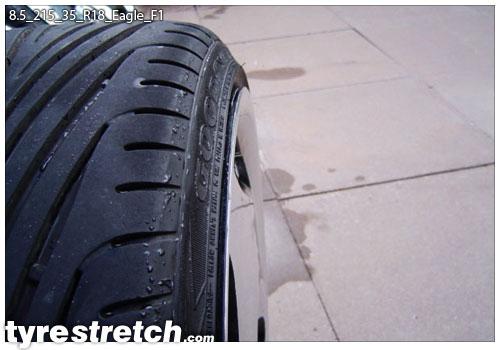 An example of tyre stretch: 215/35 R18 on 8.5J – GOODYEAR