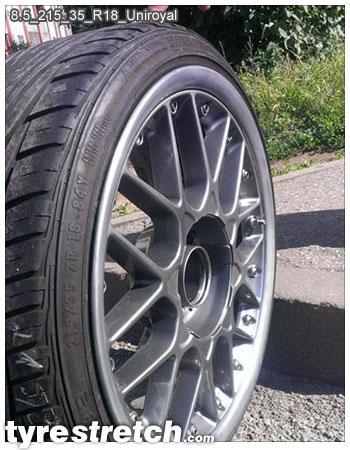An example of tyre stretch: 215/35 R18 on 8.5J – UNIROYAL