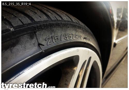An example of tyre stretch: 215/35 R19 on 8.5J
