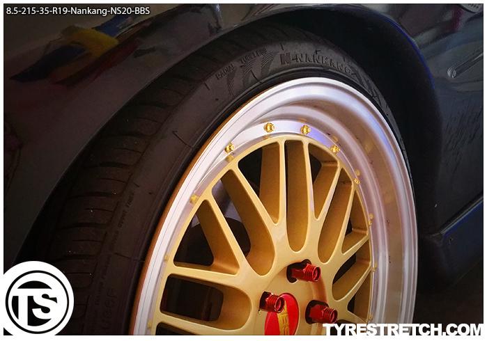 An example of tyre stretch: 215/35 R19 on 8.5J – NANKANG (BBS)