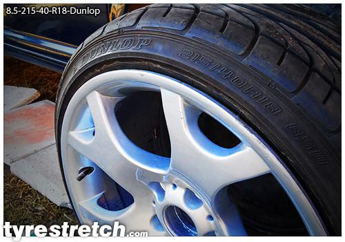 An example of tyre stretch: 215/40 R18 on 8.5J – DUNLOP