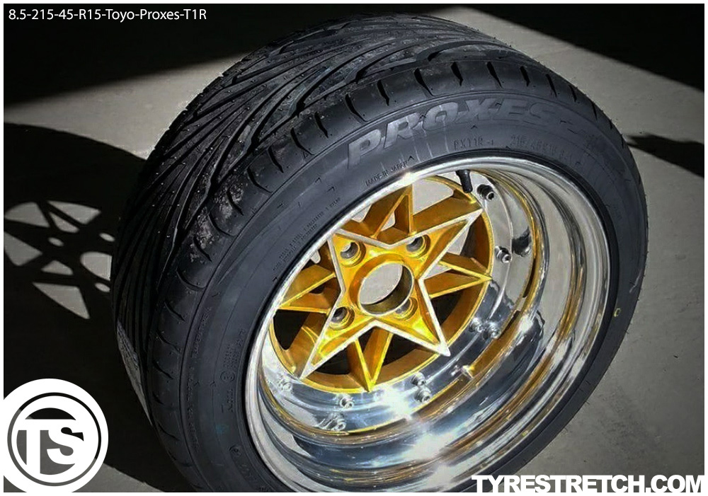 An example of tyre stretch: 215/45 R15 on 8.5J – TOYO