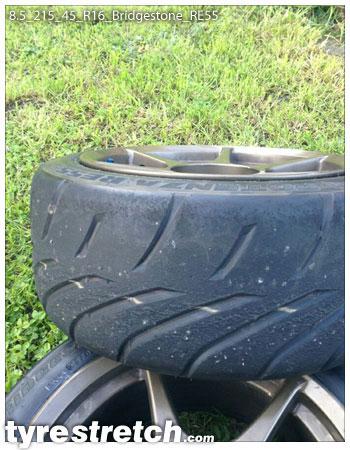 An example of tyre stretch: 215/45 R16 on 8.5J – BRIDGESTONE