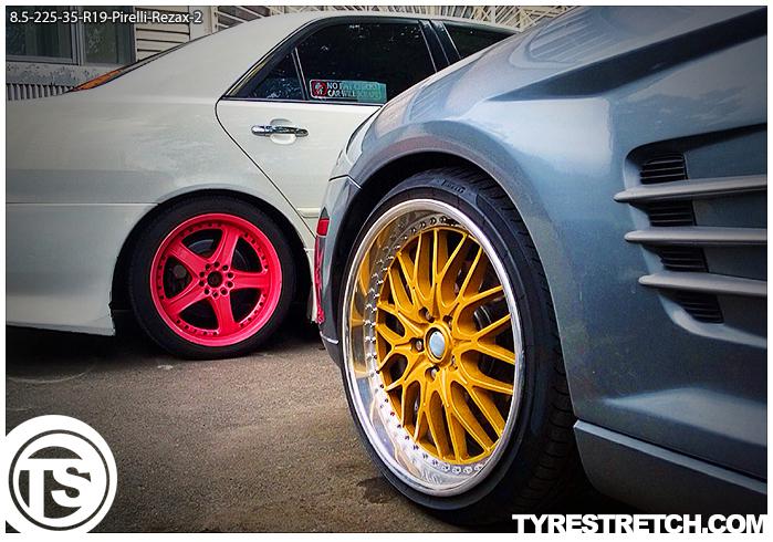 An example of tyre stretch: 225/35 R19 on 8.5J – PIRELLI (WORK)