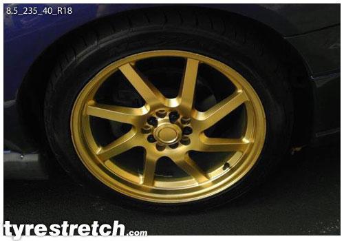 An example of tyre stretch: 235/40 R18 on 8.5J