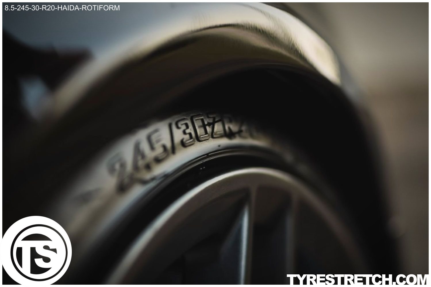 An example of tyre stretch: 245/30 R20 on 8.5J – HAIDA (ROTIFORM)