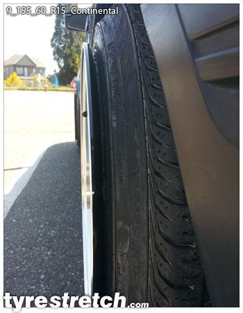 An example of tyre stretch: 155/60 R15 on 9.0J – CONTINENTAL