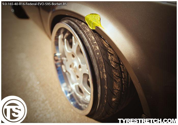 An example of tyre stretch: 165/40 R16 on 9.0J – FEDERAL (BORBET)