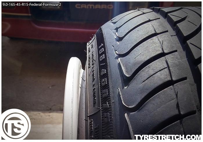 An example of tyre stretch: 165/45 R15 on 9.0J – FEDERAL