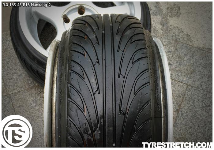 An example of tyre stretch: 165/45 R16 on 9.0J – NANKANG