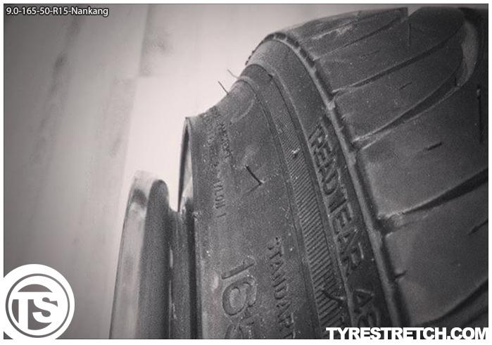 An example of tyre stretch: 165/50 R15 on 9.0J – NANKANG