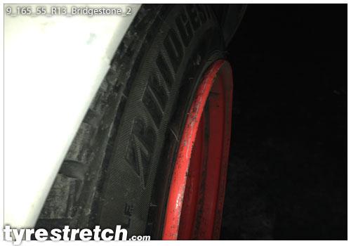 An example of tyre stretch: 165/55 R13 on 9.0J – BRIDGESTONE