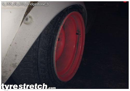 An example of tyre stretch: 165/55 R13 on 9.0J – BRIDGESTONE