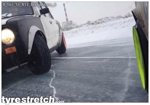 An example of tyre stretch: 165/55 R13 on 9.0J – BRIDGESTONE