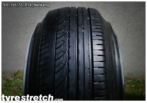 An example of tyre stretch: 165/55 R14 on 9.0J – NANKANG