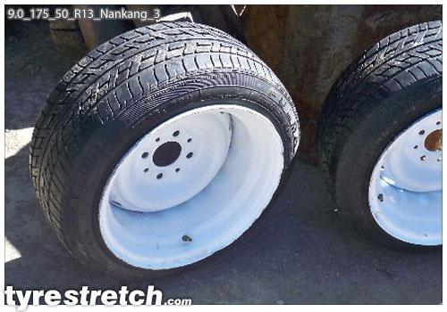 An example of tyre stretch: 175/50 R13 on 9.0J – NANKANG