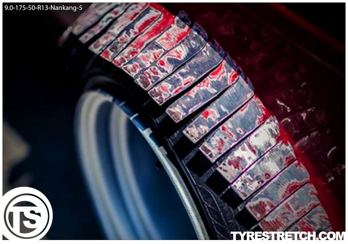 An example of tyre stretch: 175/50 R13 on 9.0J – NANKANG