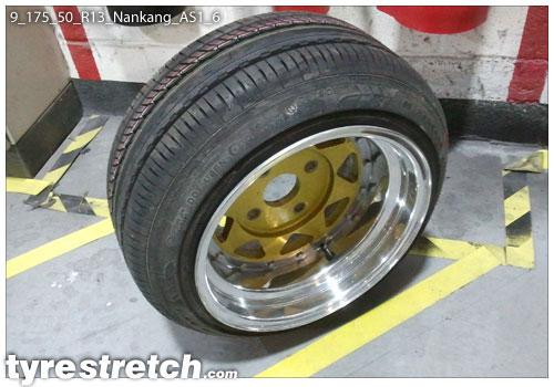 An example of tyre stretch: 175/50 R13 on 9.0J – NANKANG