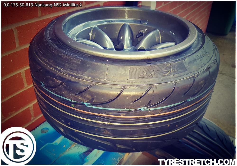An example of tyre stretch: 175/50 R13 on 9.0J – NANKANG (MINILITE)