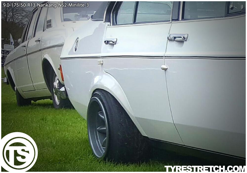 An example of tyre stretch: 175/50 R13 on 9.0J – NANKANG (MINILITE)