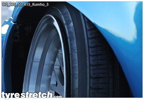 An example of tyre stretch: 175/55 R15 on 9.0J – KUMHO