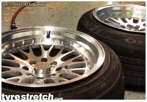 An example of tyre stretch: 175/55 R15 on 9.0J – KUMHO