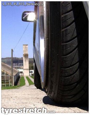 An example of tyre stretch: 185/45 R15 on 9.0J – NANKANG