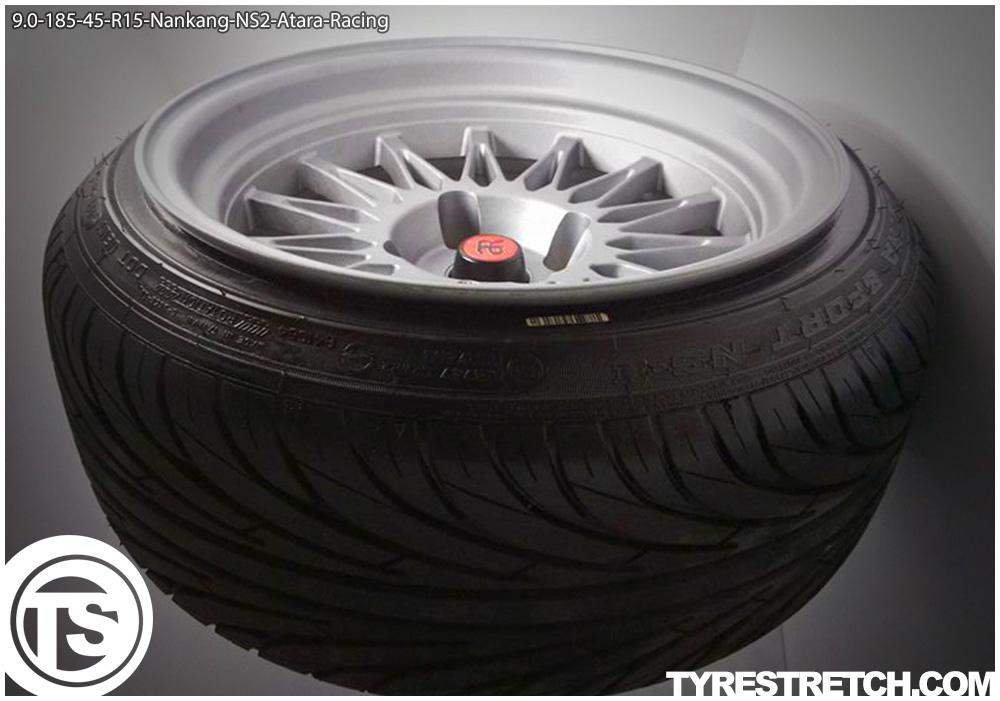 An example of tyre stretch: 185/45 R15 on 9.0J – NANKANG (ATARA)