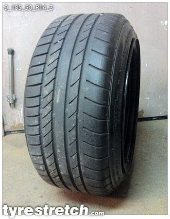 An example of tyre stretch: 185/50 R14 on 9.0J