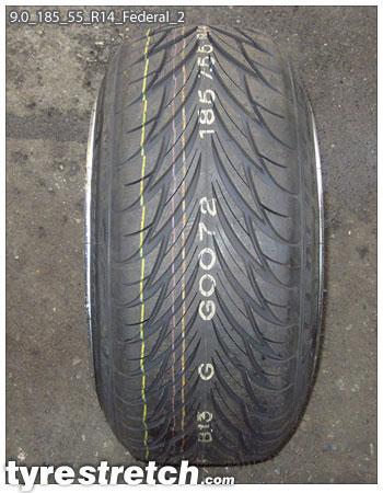 An example of tyre stretch: 185/55 R14 on 9.0J – FEDERAL