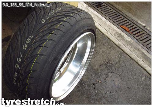 An example of tyre stretch: 185/55 R14 on 9.0J – FEDERAL