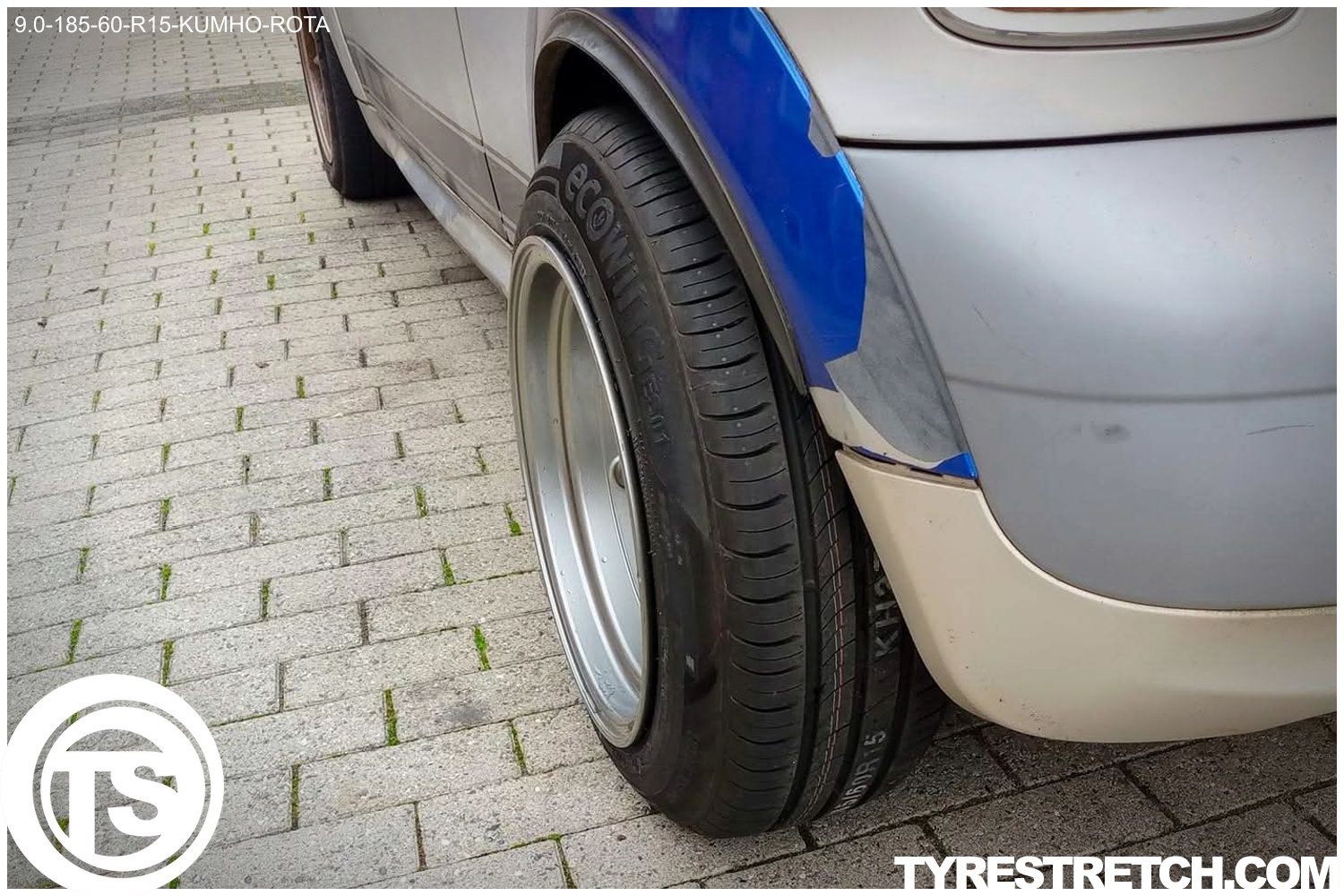 An example of tyre stretch: 185/60 R15 on 9.0J – KUMHO (ROTA)