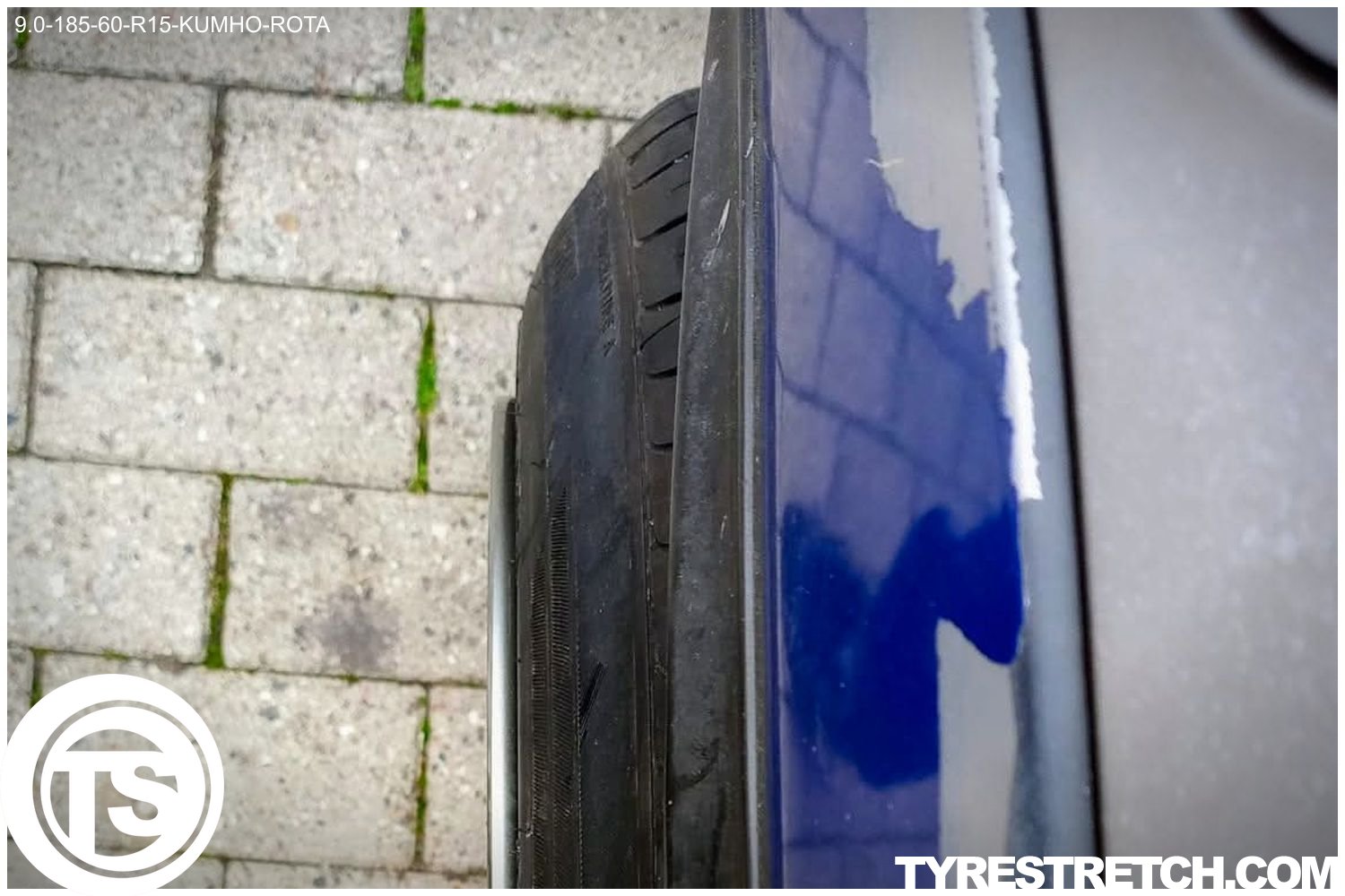 An example of tyre stretch: 185/60 R15 on 9.0J – KUMHO (ROTA)