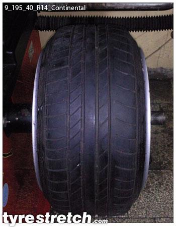 An example of tyre stretch: 195/40 R14 on 9.0J – CONTINENTAL