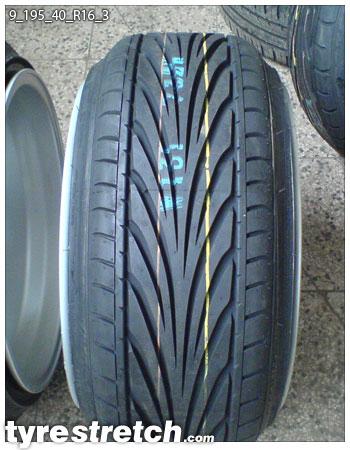 An example of tyre stretch: 195/40 R16 on 9.0J
